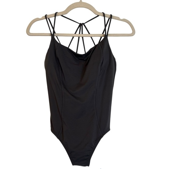 Athleta Cortes Strappy One Piece Swimsuit Dark Grey XXS NWT Sporty Active Beach - Picture 1 of 5